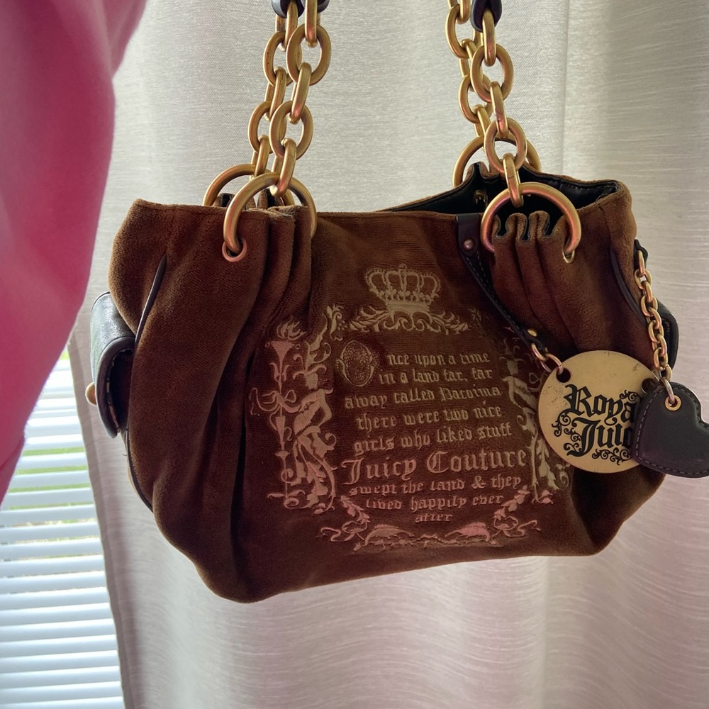 Juicy Couture Brown Shoulder Bag with Gold Accents